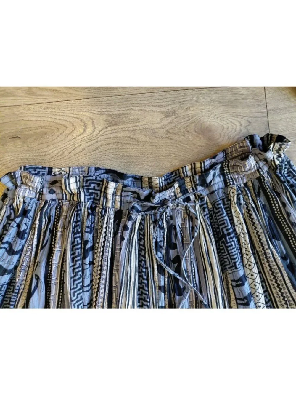 Le Mieux Cotton Maxi Crinkle Skirt Boho Hippie One Size Blue Black Beige